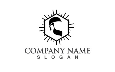 Bel homme avec une moustache et une barbe Logo Vector V11