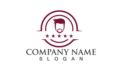 Bel homme avec une moustache et une barbe Logo Vector V15