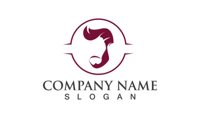 Bel homme avec une moustache et une barbe Logo Vector V16