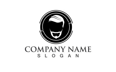 Bel homme avec une moustache et une barbe Logo Vector V21