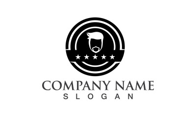 Bel homme avec une moustache et une barbe Logo Vector V24