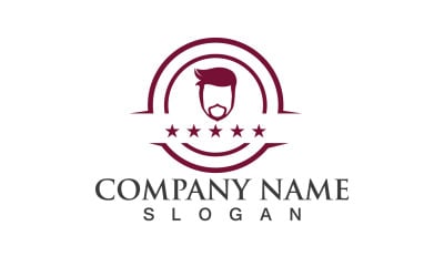 Uomo bello con baffi e barba Logo Vector V15