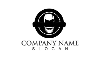 Uomo bello con baffi e barba Logo Vector V17