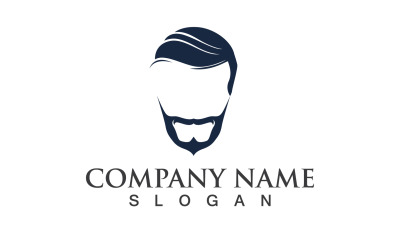 Uomo bello con baffi e barba Logo Vector V3