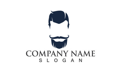 Uomo bello con baffi e barba Logo Vector V6