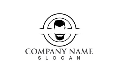 Uomo bello con baffi e barba Logo Vector V9