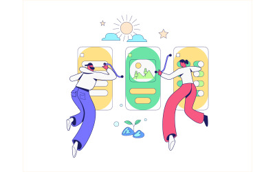 Teamwork And Collaboration Free Illustration For Web And Mobile Ui Template Concept