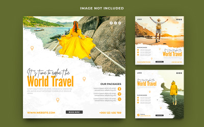 Travel &amp;amp; Tour Agency Promotion Instagram Post Banner Collections Templates