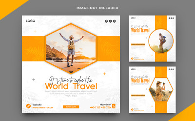 Utazás és túra Social Media Post Banner Gyűjtemény sablon Design