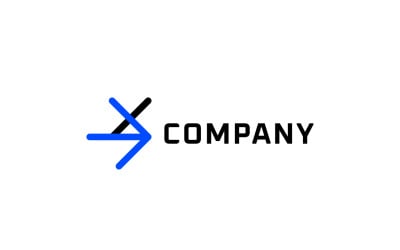 Letter X Arrow Dynamic Flat Logo