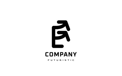 Buchstabe E Pfeil dynamisches flaches Logo