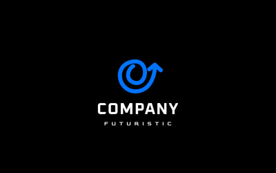 Letter E Arrow Blue Flat Logo