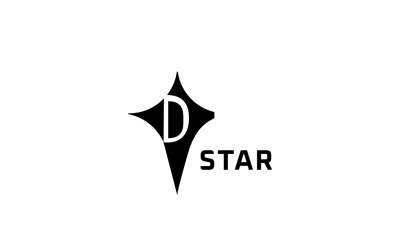 Logotipo de espacio negativo de la estrella de la letra D
