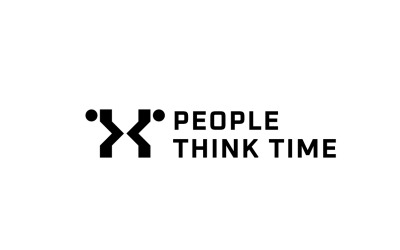 Menschen denken Zeit Logo mit doppelter Bedeutung