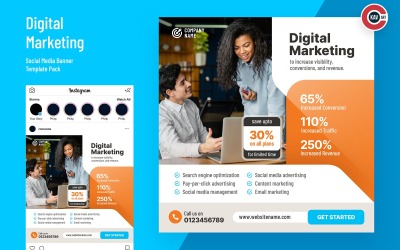 Banner de mídia social de marketing digital - 00236