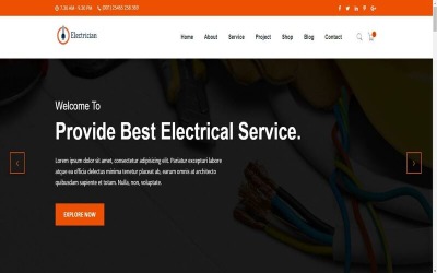 Elétrica: Modelo HTML de Eletricista e Reparação