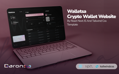 Walletsa – Crypto Wallet webhely a React Next JS és Tailwind sablon által