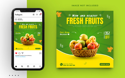 Banner de publicación de redes sociales de Instagram de frutas y verduras frescas