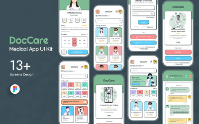 Doc Care - Kit de interface do usuário do aplicativo móvel para agendamento
