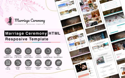 Evlilik Töreni HTML Duyarlı Düğün Şablonu