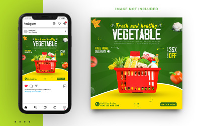 Fresh Vegetables And Fruits Social Media Post Banner Template
