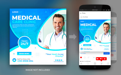 Bannière de consultant médical en soins de santé ou flyer carré Instagram Modèle de conception de publication sur les médias sociaux