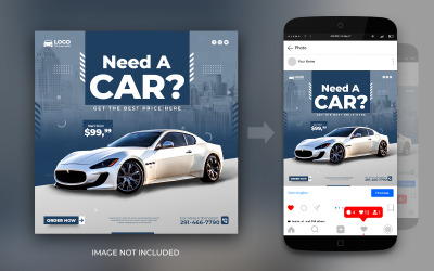 Bir Araba Instagram veya Facebook Sosyal Medya Post Banner Tasarım Şablonu Gerekiyor