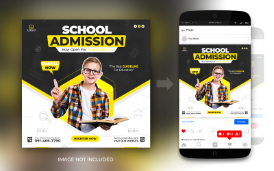 Modèle de conception de flyer de bannière de publication Instagram et Facebook sur les médias sociaux d&amp;#39;admission à l&amp;#39;école