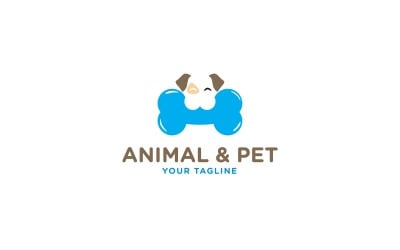 Ağız Logo Şablonunda Kemikli Hayvan ve Evcil Köpek