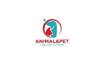 Animal &amp;amp; Pet Dog con plantilla de logotipo de corazón