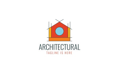 Arkitektonisk husbyggnad logotyp mall