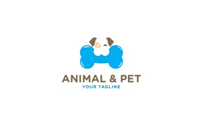 Dier &amp;amp; huisdier hond met bot in mond Logo sjabloon
