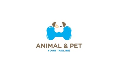 Modelo de Logotipo de Animal e Cão de Estimação com Osso na Boca