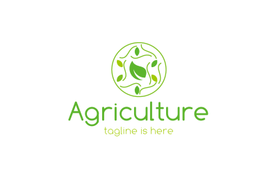 Plantilla de logotipo de agricultura de hoja verde en círculo