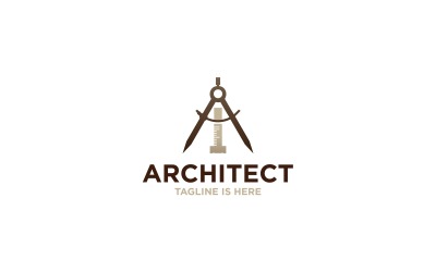 Plantilla de logotipo de brújula arquitectónica
