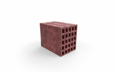 Brique de briquette rouge Low-poly modèle 3D
