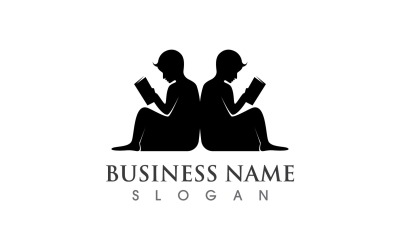 Libro leyendo personas Logo Vector V4