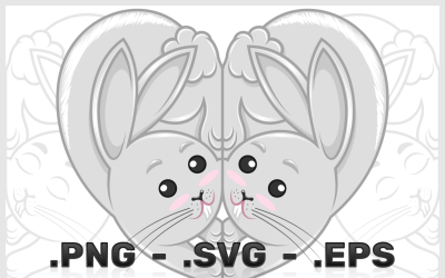Vector Design Of Rabbits In The Shape Of A Heart