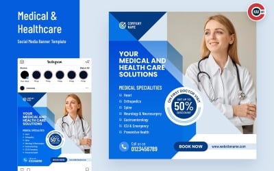 Banner de redes sociales de atención médica - 00245