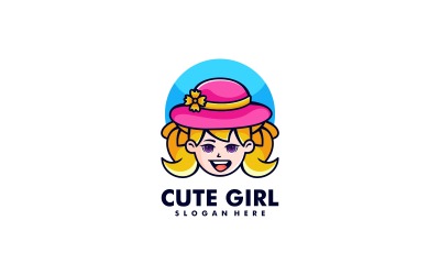 mignon, girl, mascotte, dessin animé, logo