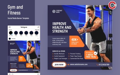 Szablon banera mediów społecznościowych na siłownię i fitness - 00252