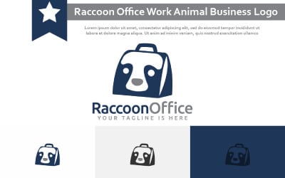 Logotipo de negócios de sucesso de animais de trabalho de escritório de guaxinim