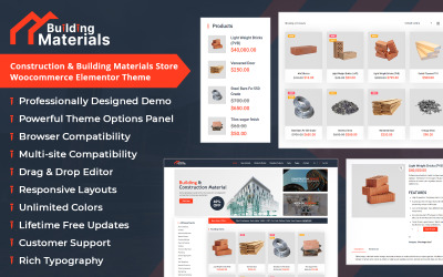 Obchod se stavebnictvím a stavebními materiály Téma Woocommerce Elementor