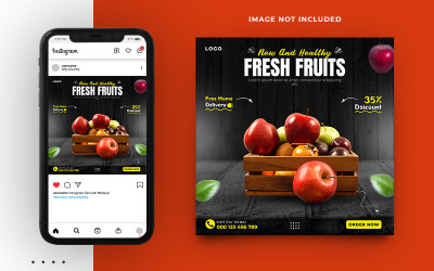Plantilla de banner de publicación de redes sociales de frutas frescas