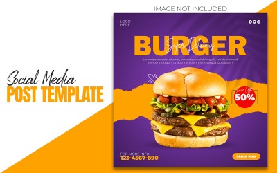 Banner di cibo sui social media per hamburger e ristoranti super deliziosi