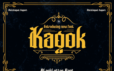 Kagok es una tipografía diseñada con una fuente clásica de letra negra.