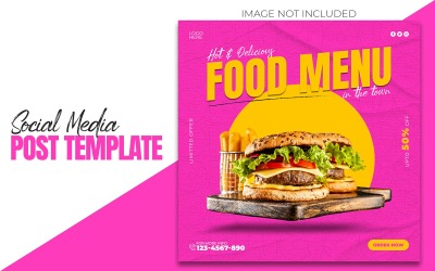 Köstliches Essensmenü und Restaurant-Social-Media-Banner