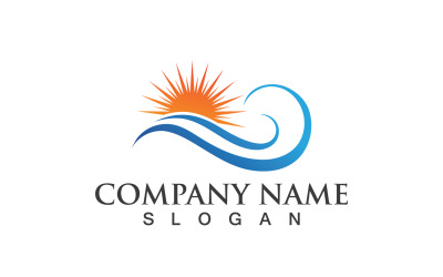 Słońce i fala Logo Vector Icon Design V 3