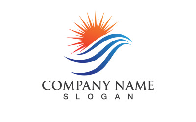 Słońce i fala Logo Vector Icon Design V 4
