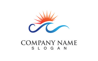 Słońce i fala Logo Vector Icon Design V 5